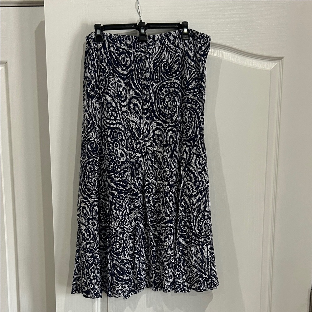 JM Collection Navy and White A-Line Skirt